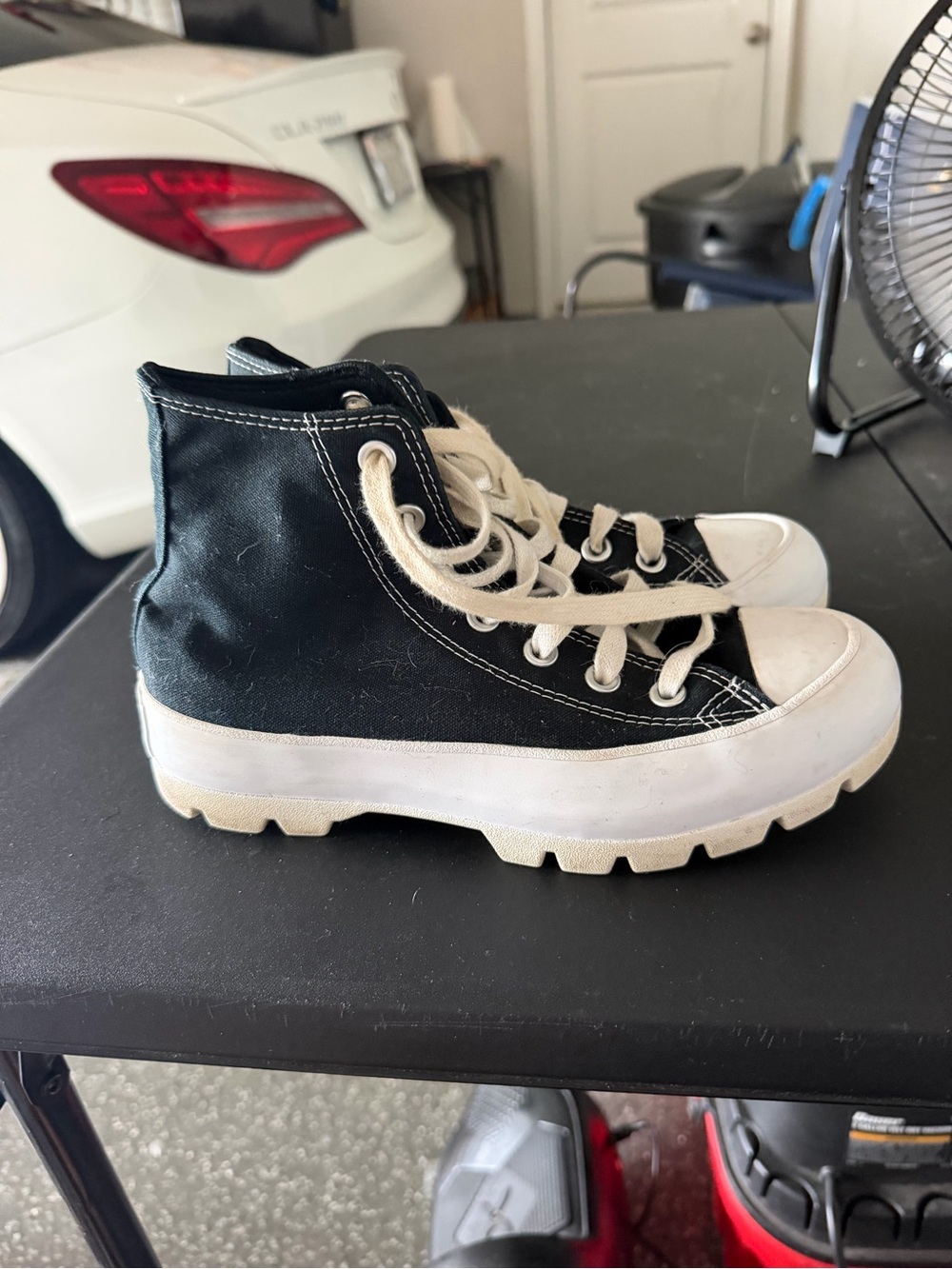 Kids Black High-Top Converse Sneakers with White Trim